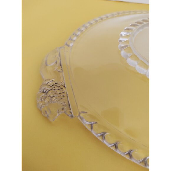 EAPG Gillinder Frosted Lion Oval Platter, handled. 13" x 9" - Picture 15 of 16